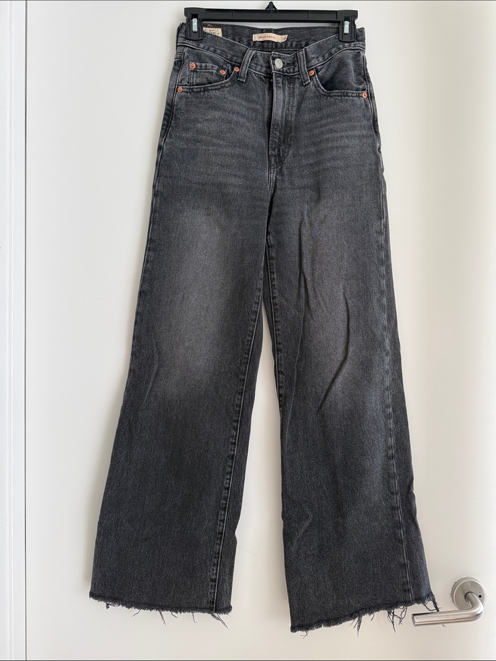 Levi's Washed Black High-Rise Wide Leg Jeans